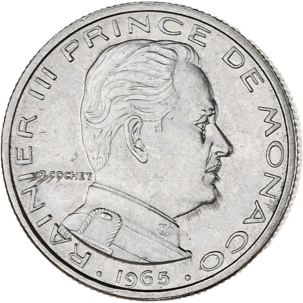 Moneta, Monaco, Rainier III, 1/2 Franc, 1965, SPL, Nichel, KM:145