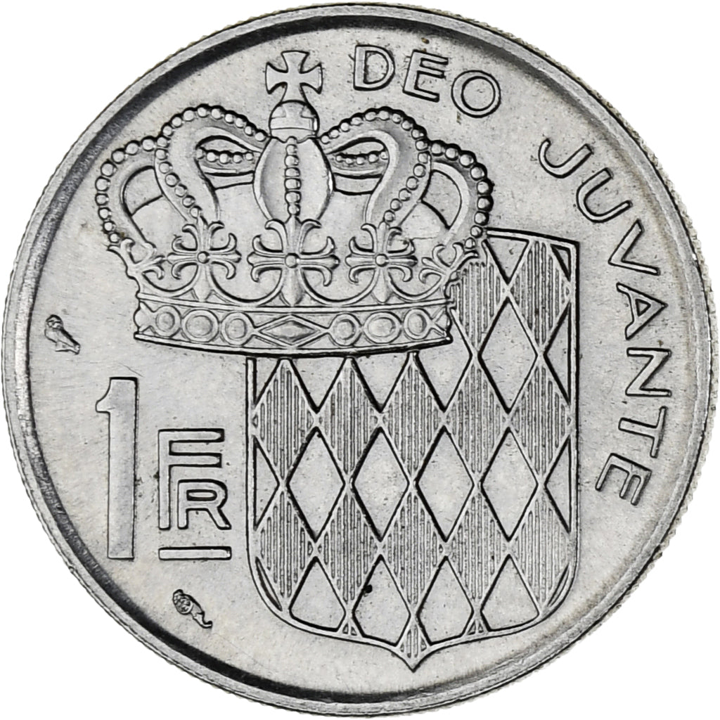 Moeda, Mónaco, Rainier III, Franc, 1966, MS(63), Níquel, KM:140, Gadoury:MC