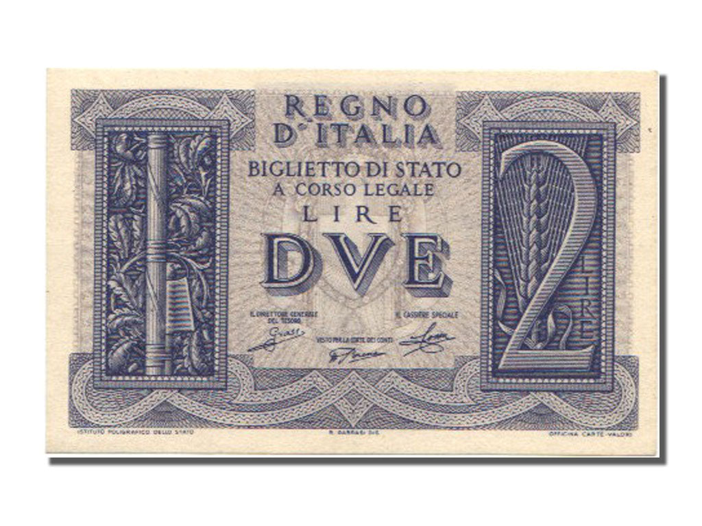 Italy, 2 Lire, 1939, KM #27, 1939-11-14, UNC(65-70), 124