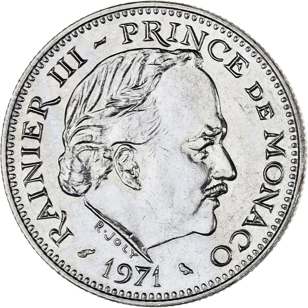 Coin, Monaco, Rainier III, 5 Francs, 1971, AU(55-58), Copper-nickel, KM:150