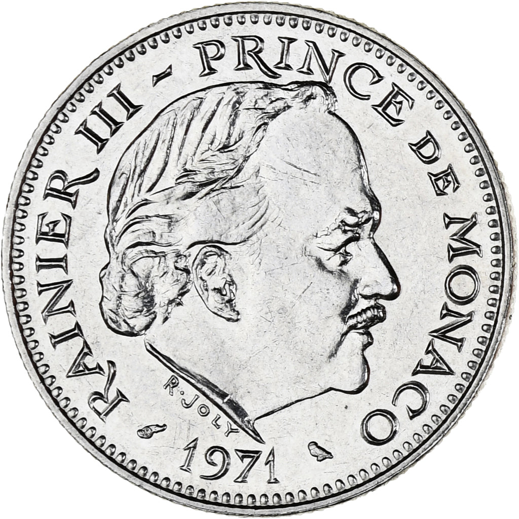 Moneta, Monaco, Rainier III, 5 Francs, 1971, AU(55-58), Miedź-Nikiel, KM:150