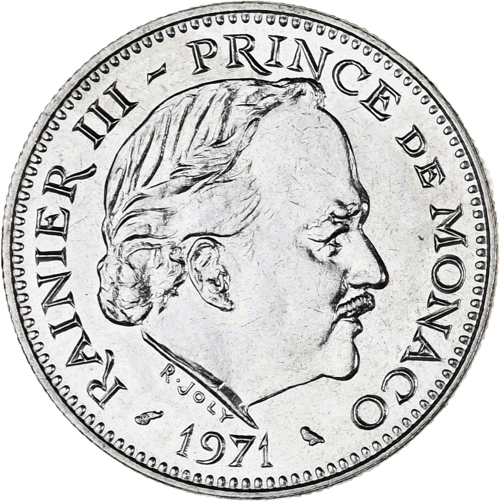 Moneta, Monaco, Rainier III, 5 Francs, 1971, AU(55-58), Miedź-Nikiel, KM:150