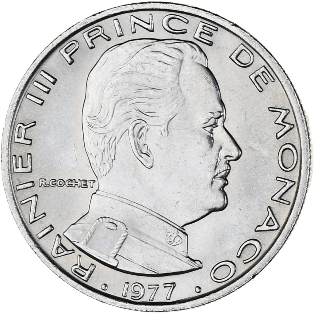 Münze, Monaco, Rainier III, Franc, 1977, UNZ, Nickel, KM:140, Gadoury:MC 150
