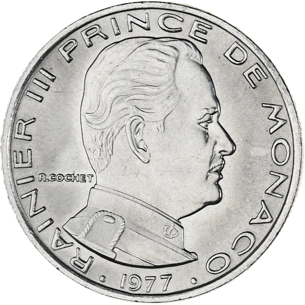 Münze, Monaco, Rainier III, Franc, 1977, UNZ, Nickel, KM:140, Gadoury:MC 150