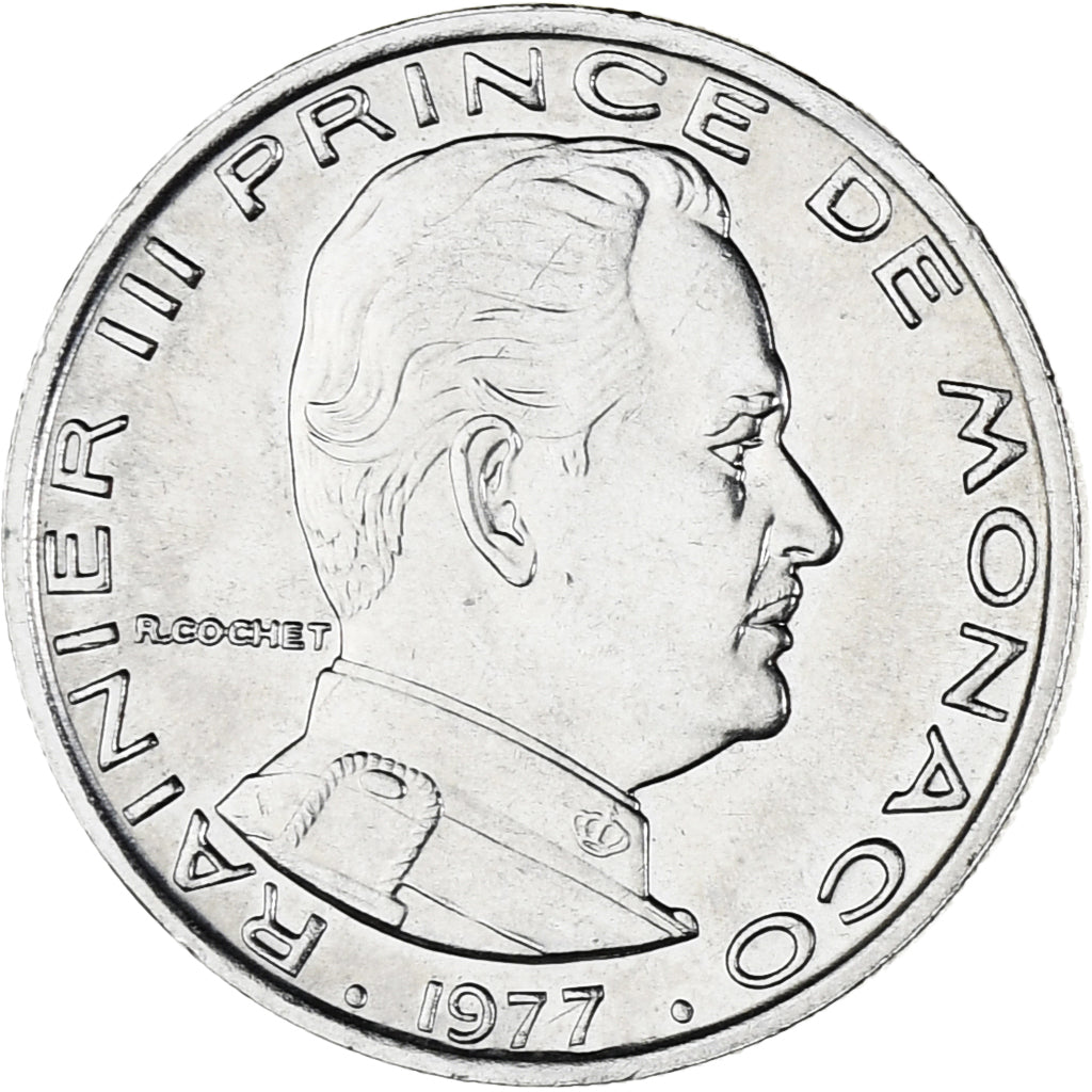 Munten, Monaco, Rainier III, Franc, 1977, PR, Nickel, KM:140, Gadoury:MC 150
