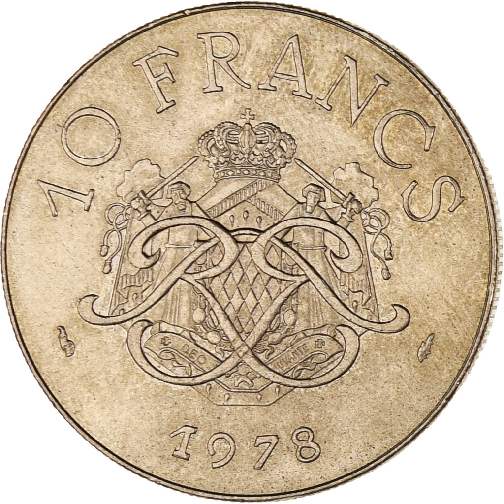 Münze, Monaco, Rainier III, 10 Francs, 1978, VZ, Copper-Nickel-Aluminum