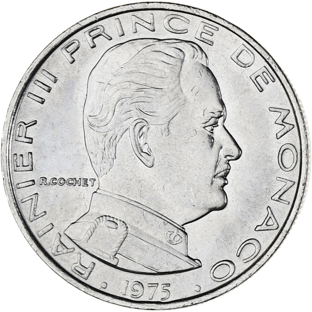 Coin, Monaco, Rainier III, Franc, 1975, AU(55-58), Nickel, KM:140, Gadoury:MC