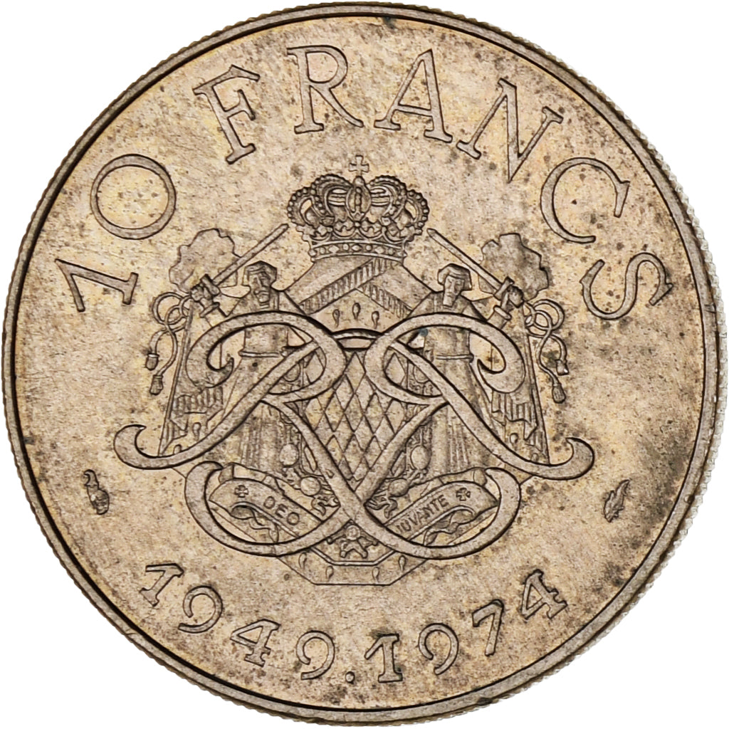 Coin, Monaco, Rainier III, 10 Francs, 1974, AU(55-58), Copper-Nickel-Aluminum