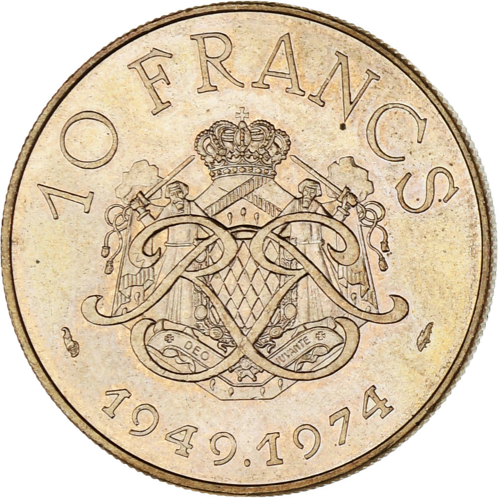 Coin, Monaco, Rainier III, 10 Francs, 1974, AU(55-58), Copper-Nickel-Aluminum