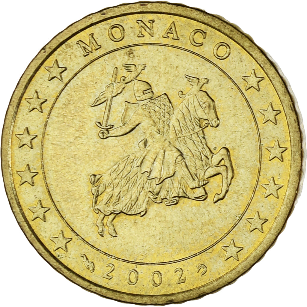 Monaco, Rainier III, 50 Euro Cent, 2002, Paris, MS(63), Brass, Gadoury:MC177