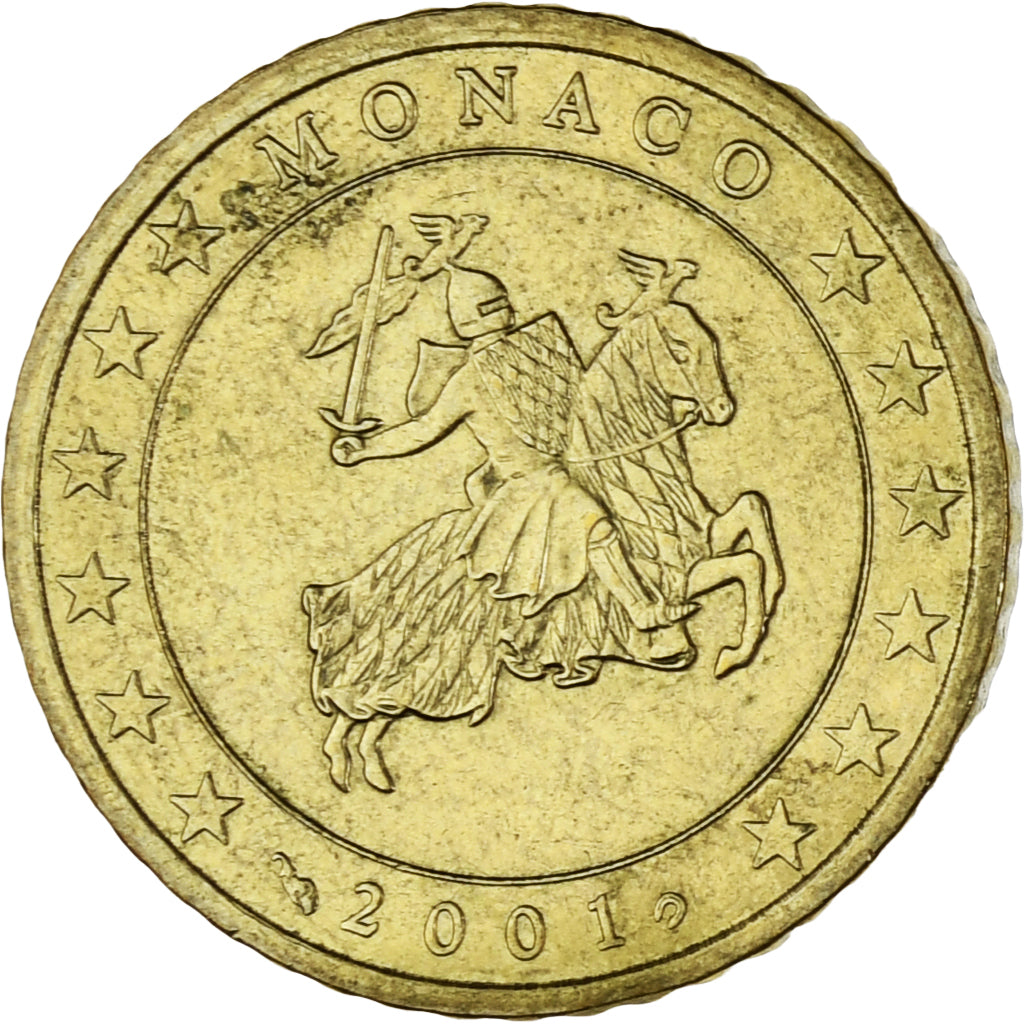 Monaco, Rainier III, 50 Euro Cent, 2001, Paris, MS(63), Brass, Gadoury:MC177