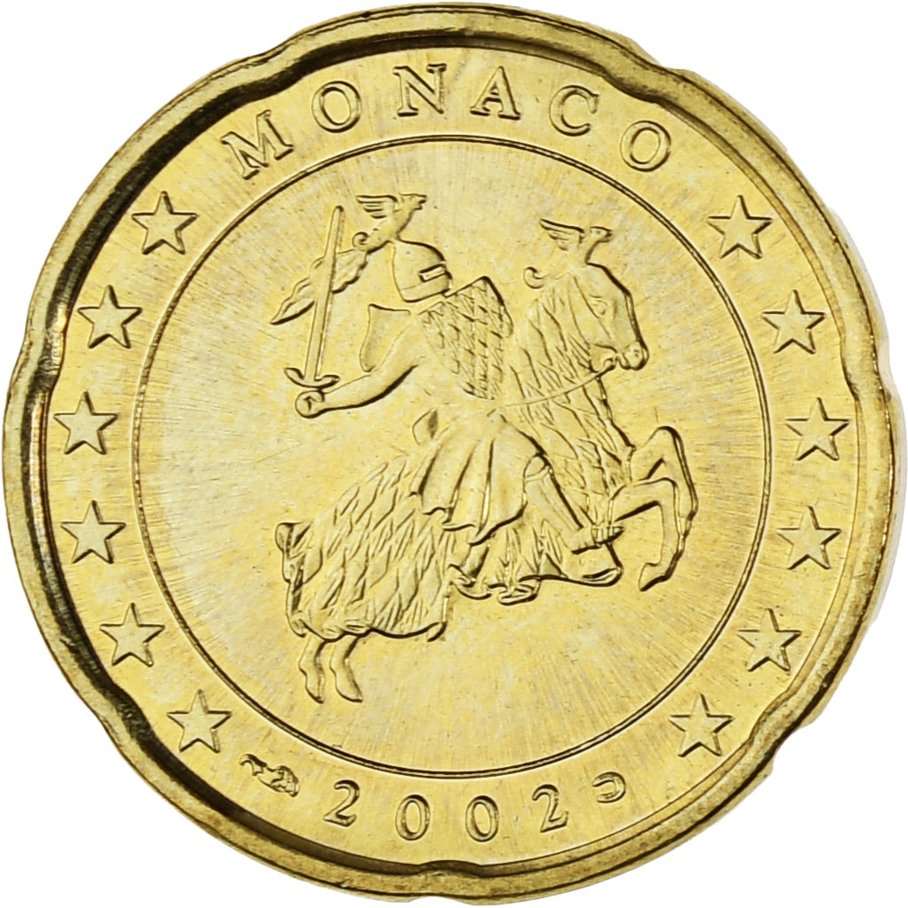 Monaco, Rainier III, 20 Euro Cent, 2002, Paris, MS(63), Brass, Gadoury:MC176