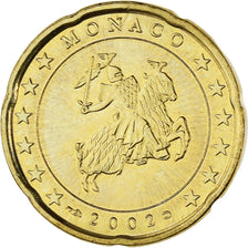 Monaco, Rainier III, 20 Euro Cent, 2002, Paris, MS(63), Brass, Gadoury:MC176