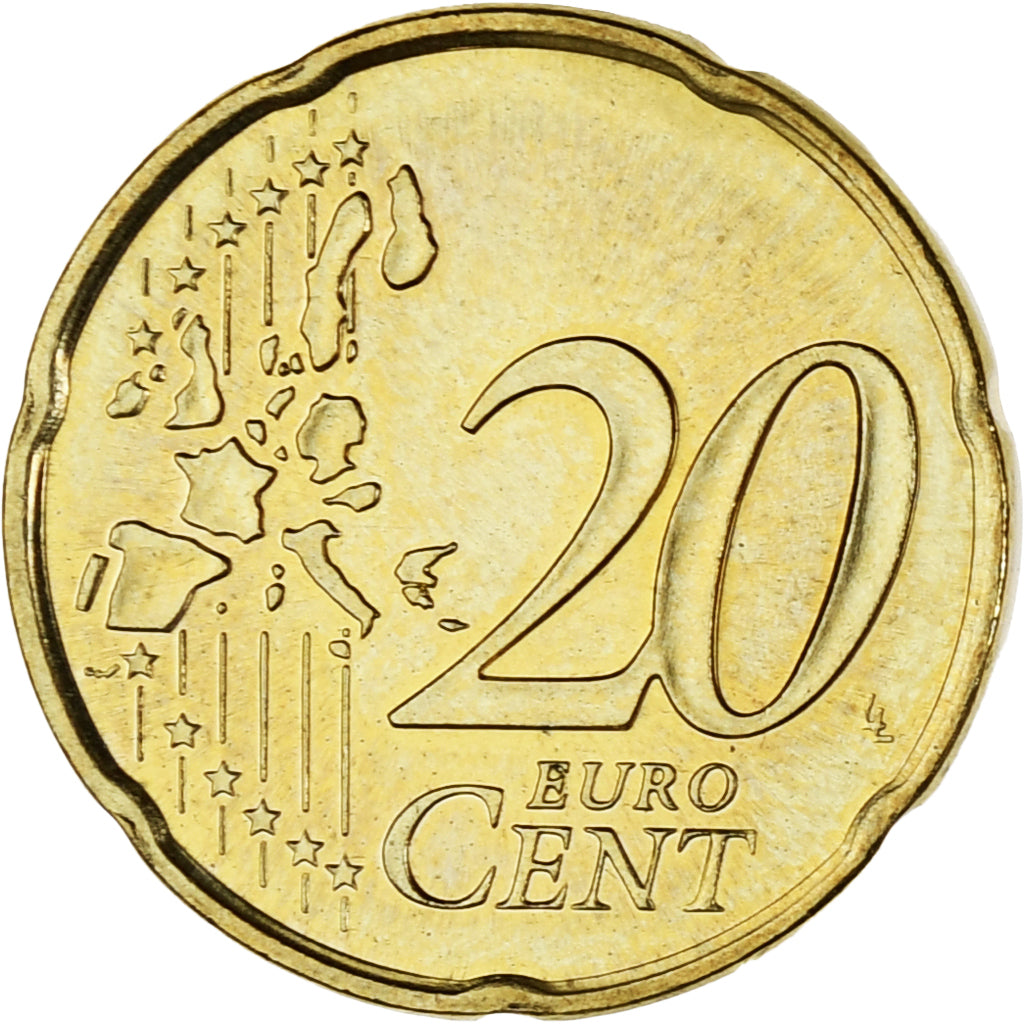 Monaco, Rainier III, 20 Euro Cent, 2002, Paris, MS(63), Brass, Gadoury:MC176