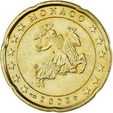 Monaco, Rainier III, 20 Euro Cent, 2002, Paris, MS(63), Brass, Gadoury:MC176