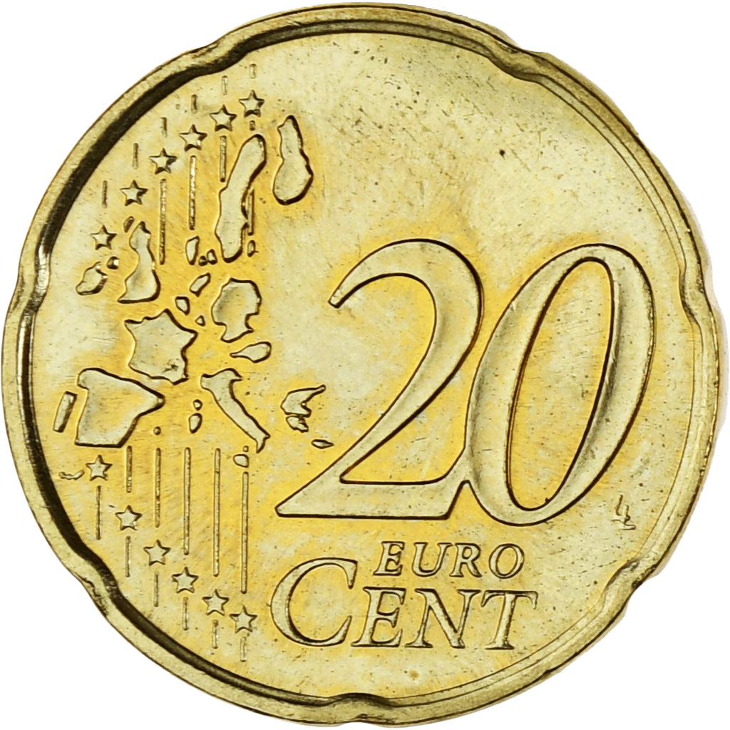 Monaco, Rainier III, 20 Euro Cent, 2002, Paris, MS(63), Brass, Gadoury:MC176