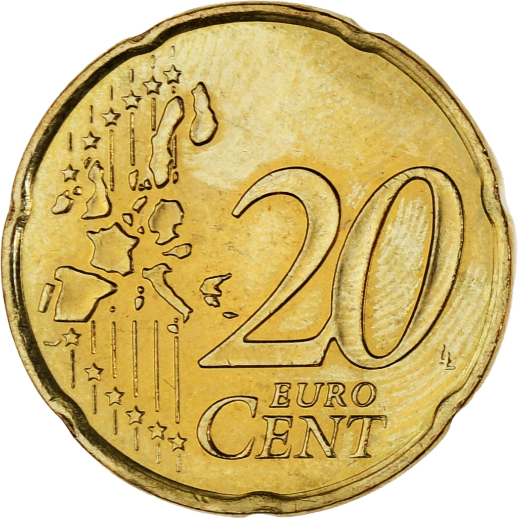 Mónaco, Rainier III, 20 Euro Cent, 2001, Paris, MS(63), Latão, Gadoury:MC176