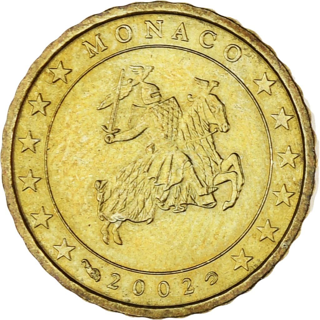 Monaco, Rainier III, 10 Euro Cent, 2002, Paris, MS(63), Brass, Gadoury:MC175