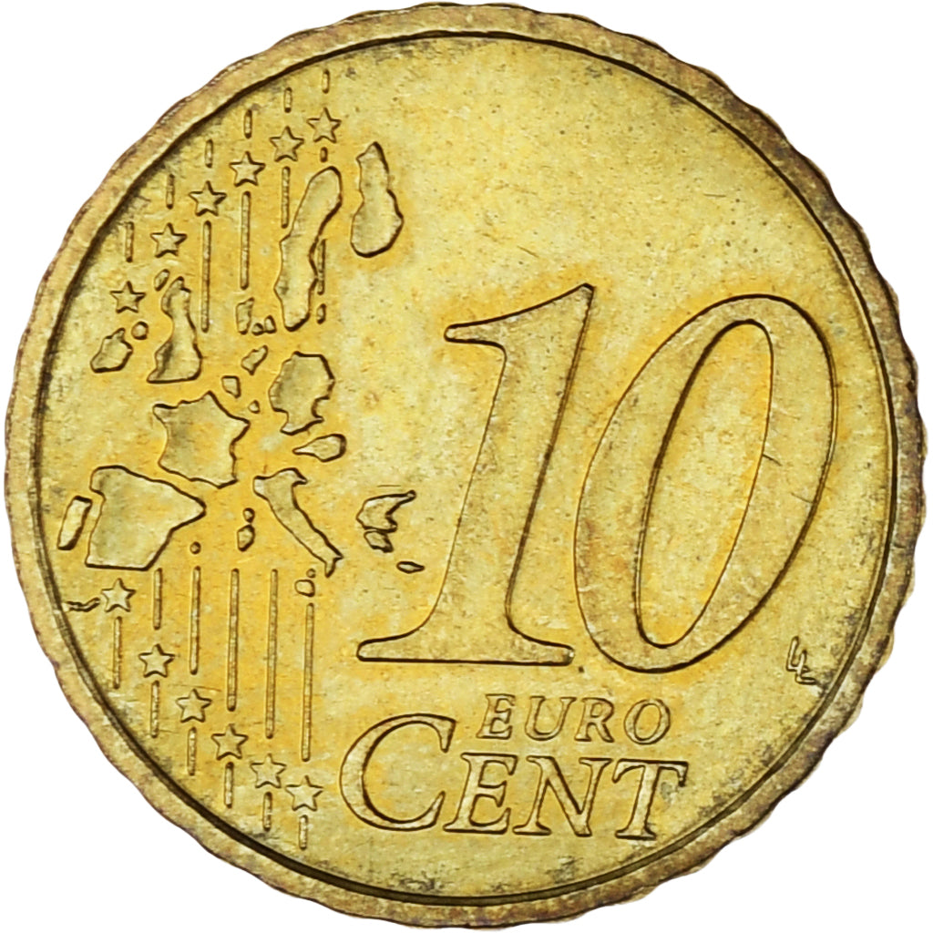 Monaco, Rainier III, 10 Euro Cent, 2002, Paris, MS(63), Brass, Gadoury:MC175