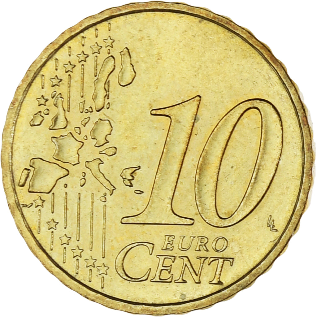 Monaco, Rainier III, 10 Euro Cent, 2002, Paris, MS(63), Brass, Gadoury:MC175