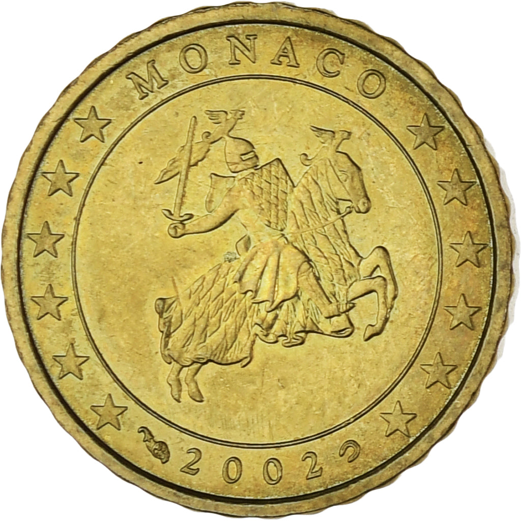 Monaco, Rainier III, 10 Euro Cent, 2002, Paris, MS(63), Brass, Gadoury:MC175