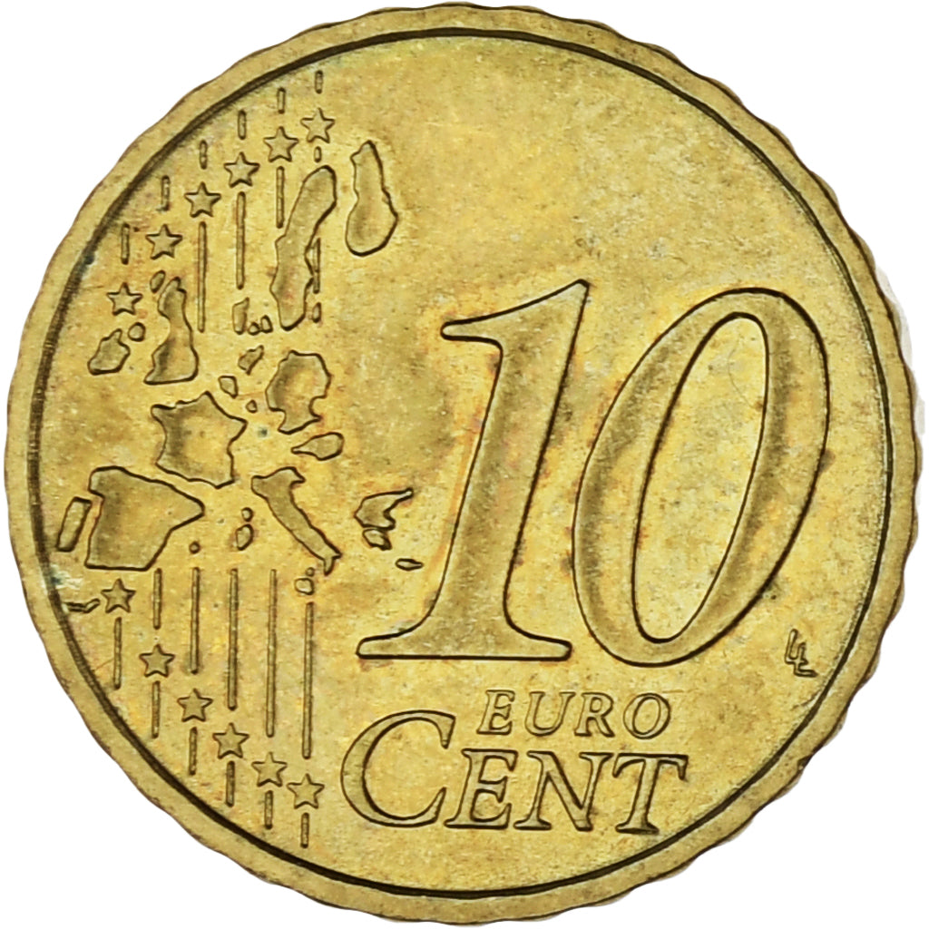Monaco, Rainier III, 10 Euro Cent, 2002, Paris, MS(63), Brass, Gadoury:MC175