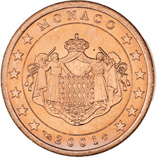 Monaco, Rainier III, 5 Euro Cent, 2001, Paris, UNZ, Copper Plated Steel