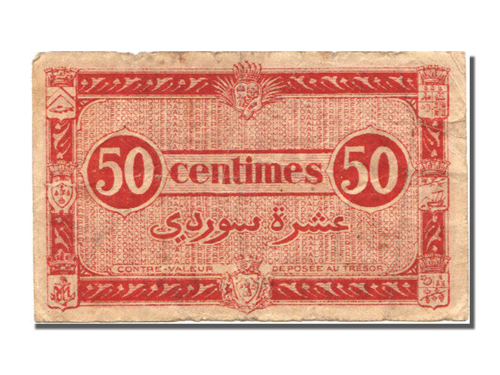 Algeria, 50 Centimes, 1944, KM #100, 1944-01-31, EF(40-45), F