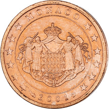 Monaco, Rainier III, 2 Euro Cent, 2001, Paris, MS(63), Copper Plated Steel