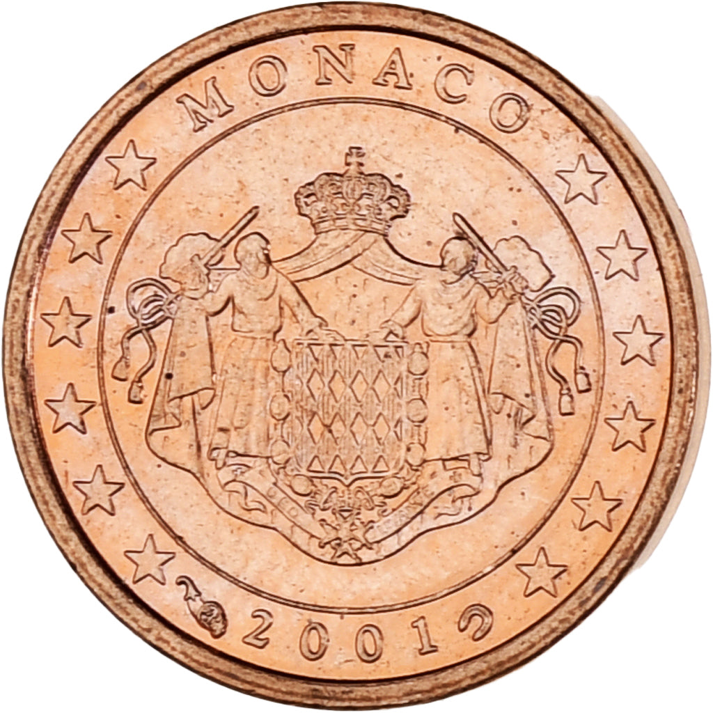 Monaco, Rainier III, Euro Cent, 2001, Paris, MS(63), Copper Plated Steel