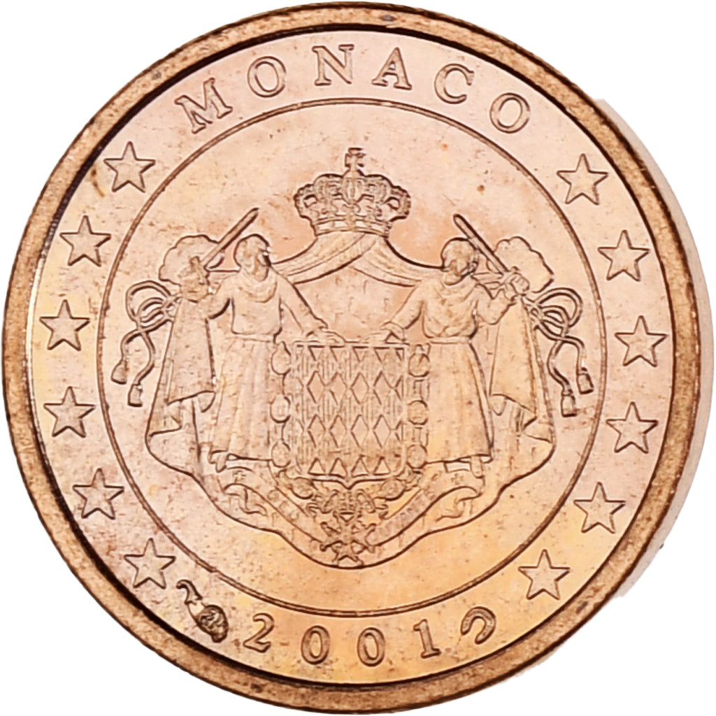 Monaco, Rainier III, Euro Cent, 2001, Paris, MS(63), Copper Plated Steel