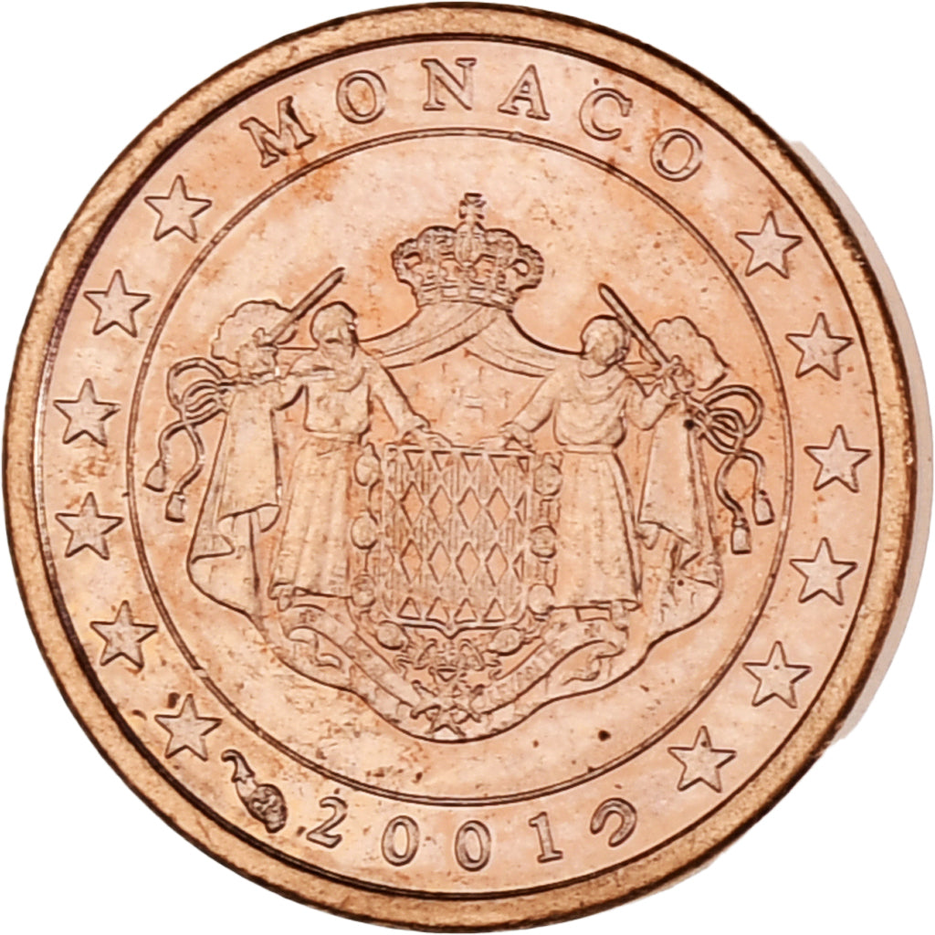 Monaco, Rainier III, Euro Cent, 2001, Paris, UNZ, Copper Plated Steel