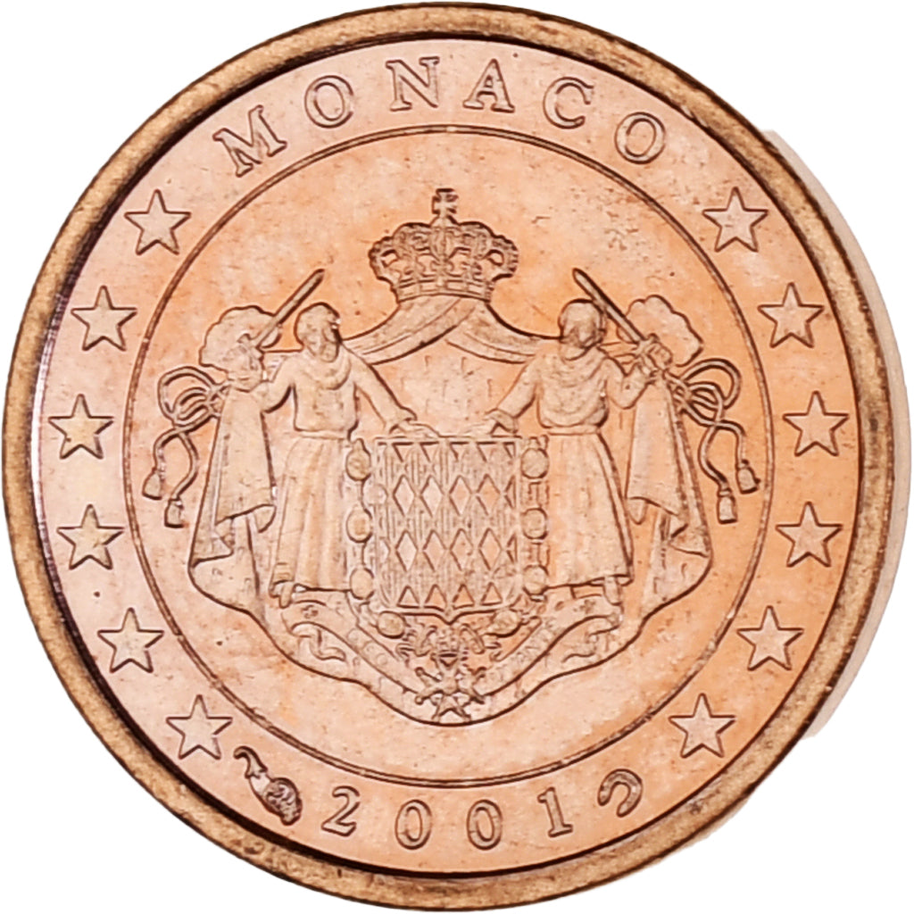 Monaco, Rainier III, Euro Cent, 2001, Paris, MS(63), Copper Plated Steel
