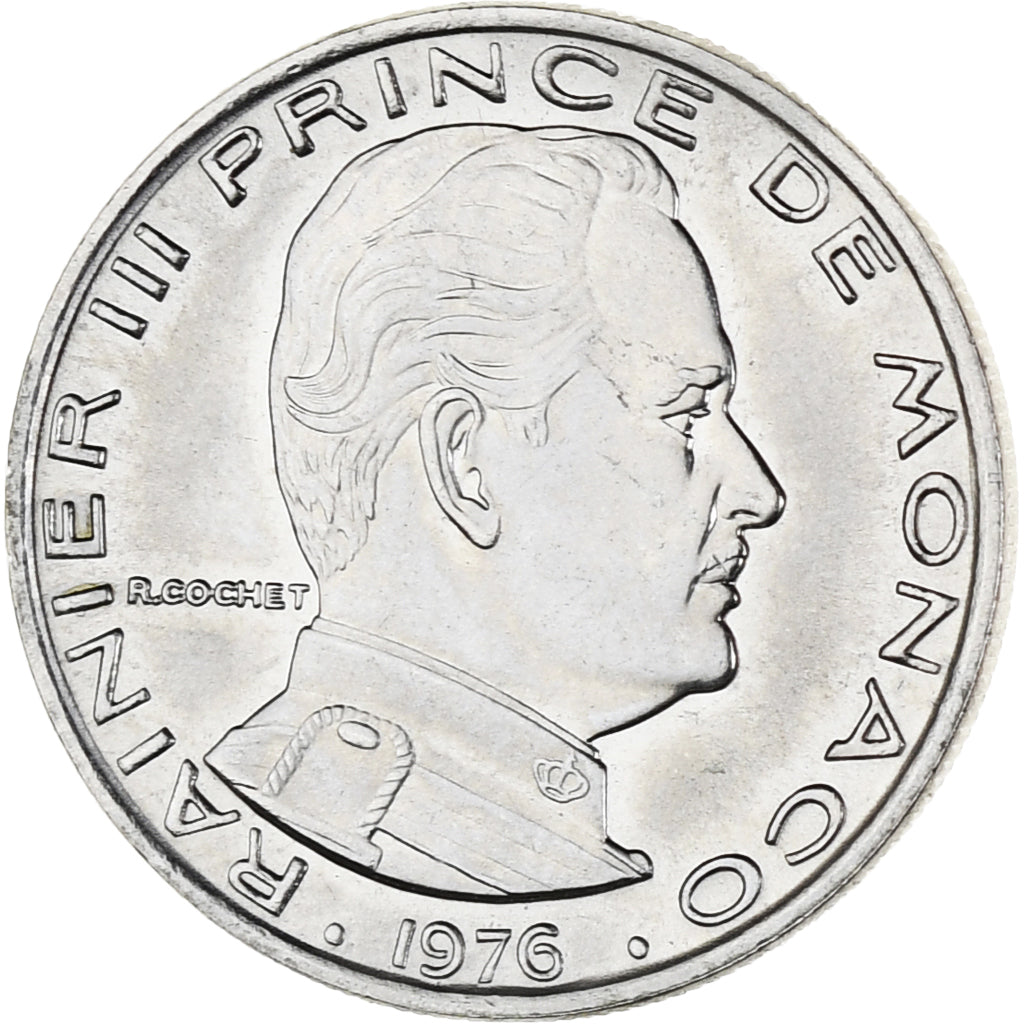 Münze, Monaco, Rainier III, Franc, 1976, UNZ, Nickel, KM:140, Gadoury:MC 150