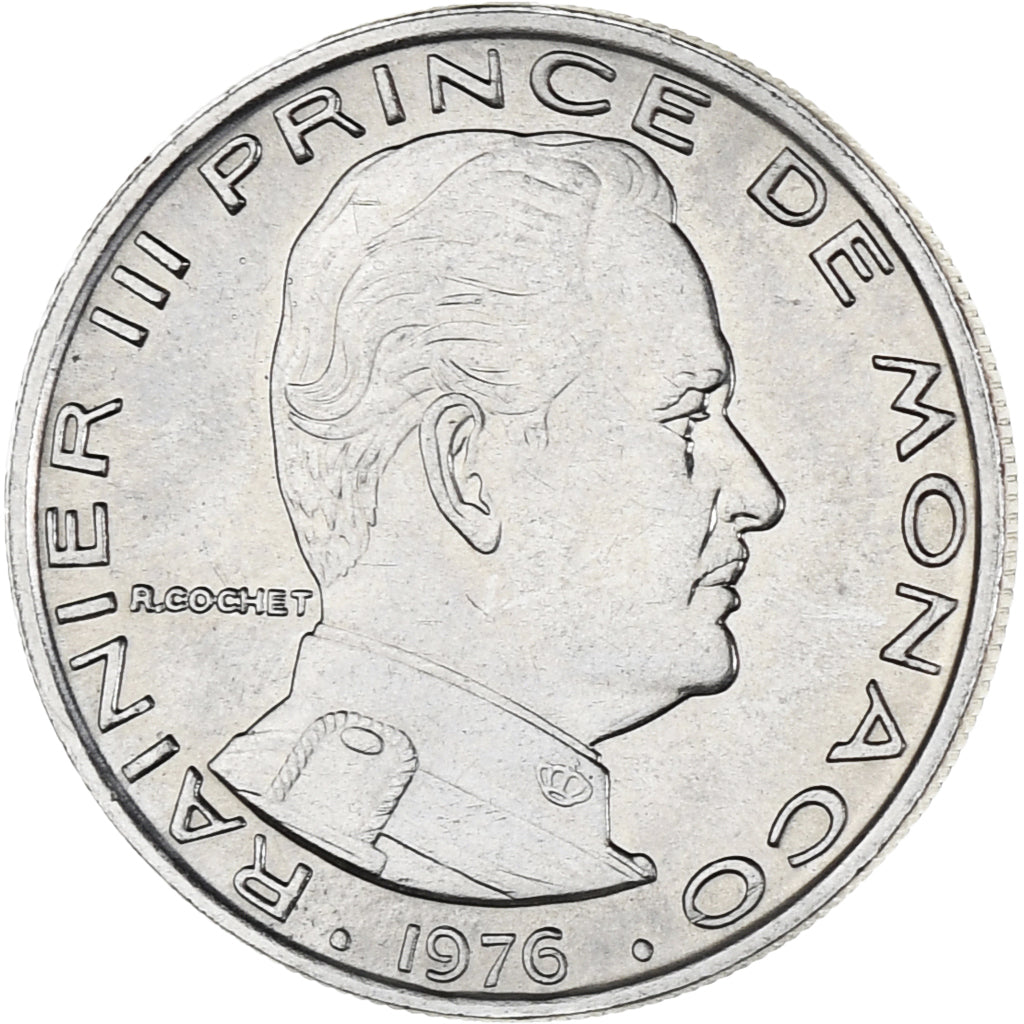 Münze, Monaco, Rainier III, Franc, 1976, UNZ, Nickel, KM:140, Gadoury:MC 150