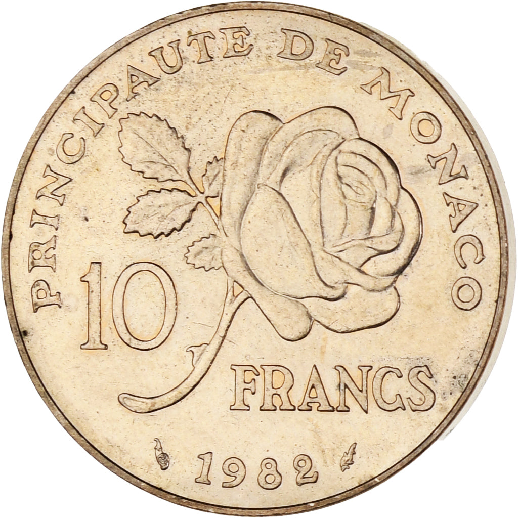 Monaco, Rainier III, 10 Francs, 1982, PR, Copper-Nickel-Aluminum, KM:160