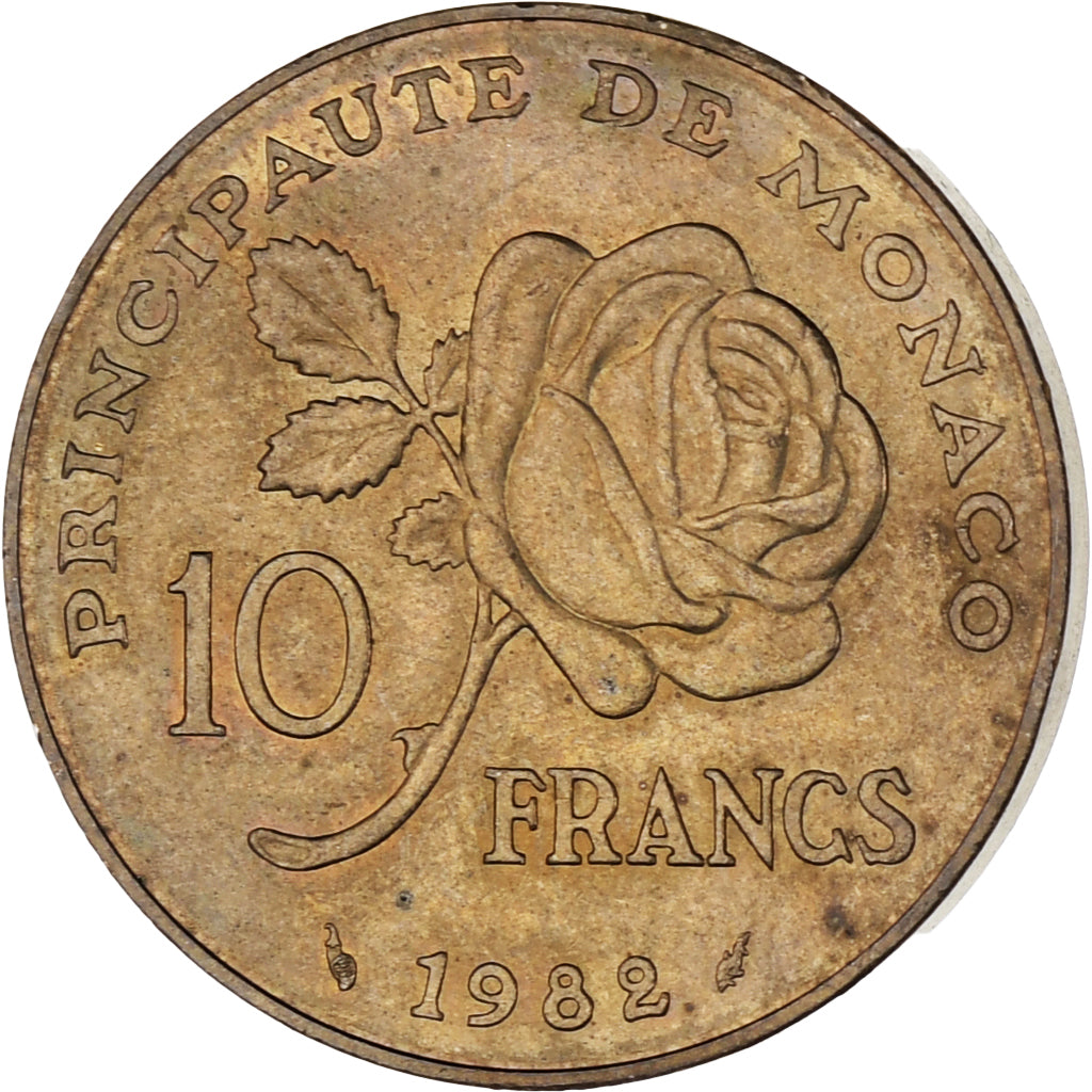 Monaco, Rainier III, 10 Francs, 1982, SPL-, Rame-nichel-alluminio, KM:160
