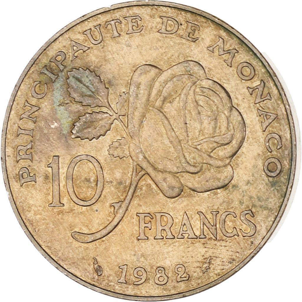 Monaco, Rainier III, 10 Francs, 1982, AU(55-58), Copper-Nickel-Aluminum, KM:160