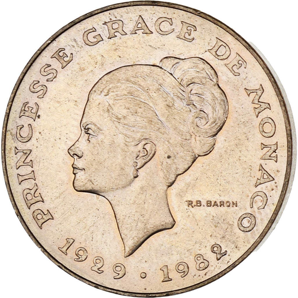 Monaco, Rainier III, 10 Francs, 1982, EF(40-45), Miedź-Nikel-Aluminium, KM:160