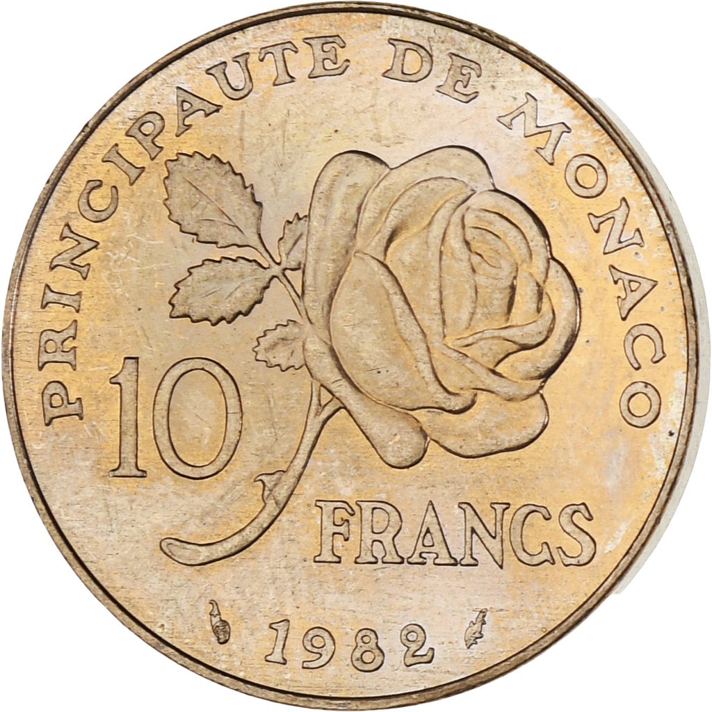 Monaco, Rainier III, 10 Francs, 1982, EF(40-45), Copper-Nickel-Aluminum, KM:160
