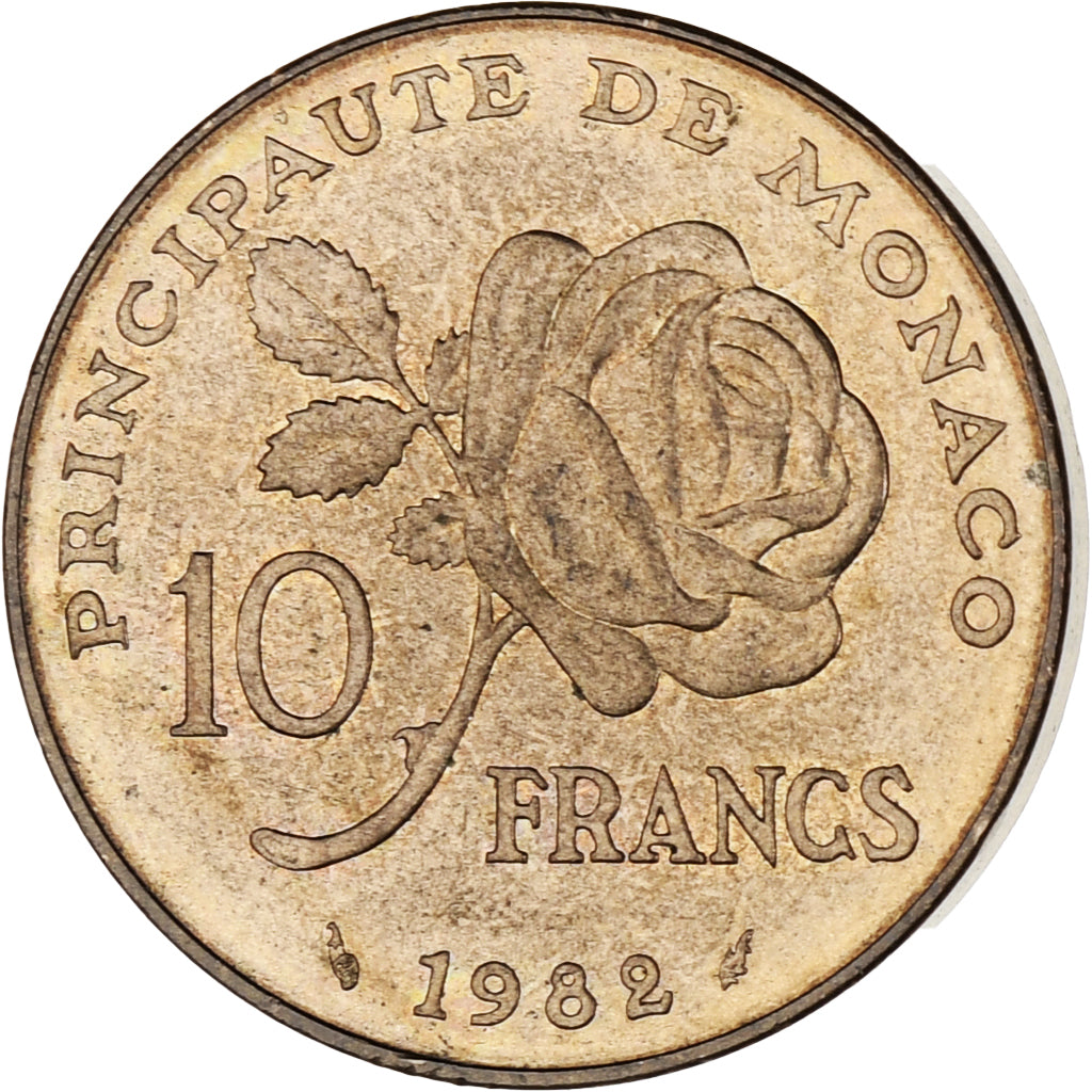 Monaco, Rainier III, 10 Francs, 1982, ZF, Copper-Nickel-Aluminum, KM:160