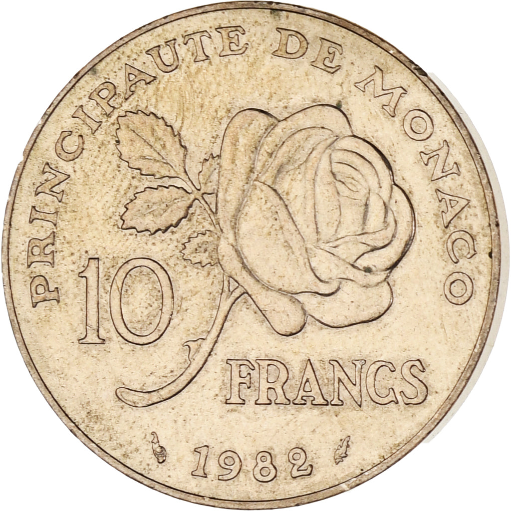 Monaco, Rainier III, 10 Francs, 1982, EF(40-45), Copper-Nickel-Aluminum, KM:160