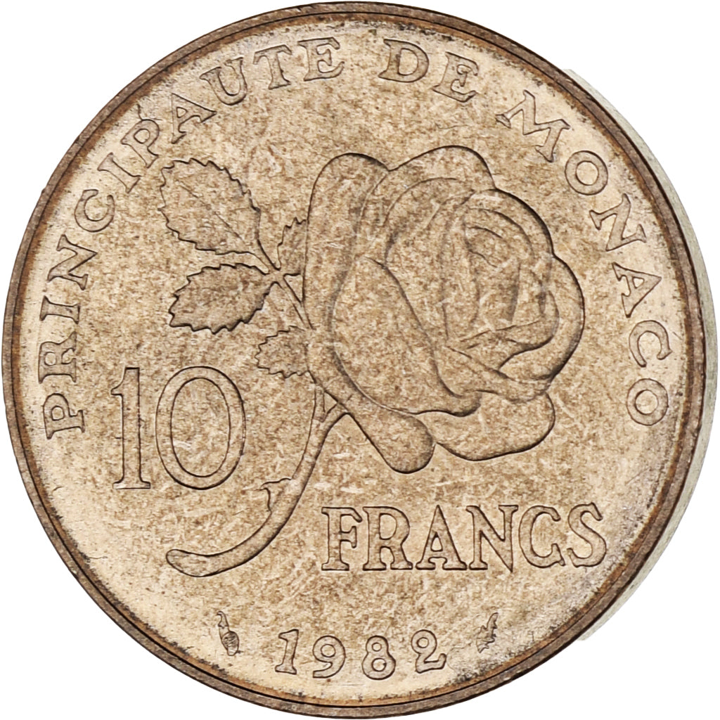 Monaco, Rainier III, 10 Francs, 1982, EF(40-45), Copper-Nickel-Aluminum, KM:160