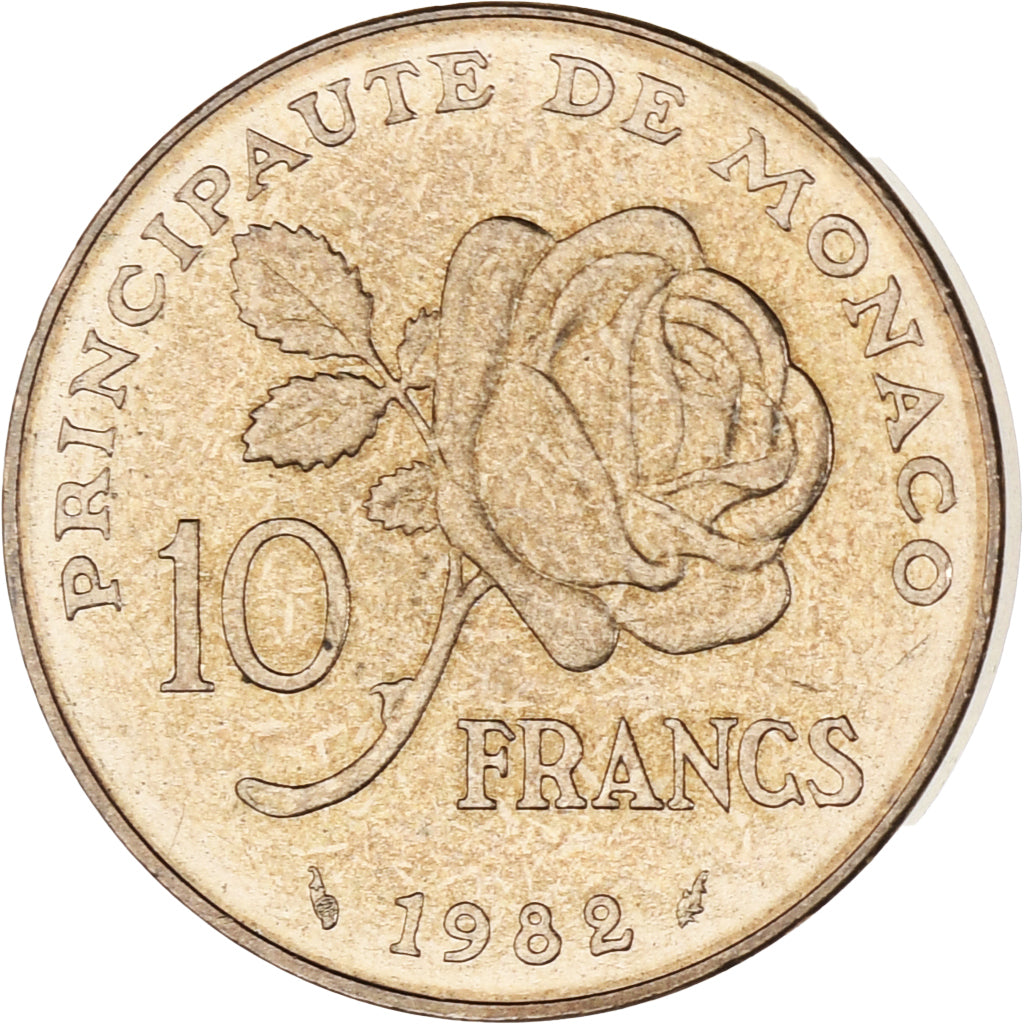 Monaco, Rainier III, 10 Francs, 1982, EF(40-45), Copper-Nickel-Aluminum, KM:160