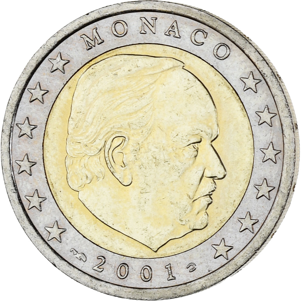Monaco, Rainier III, 2 Euro, 2001, Paris, AU(55-58), Bi-Metallic, Gadoury:MC179