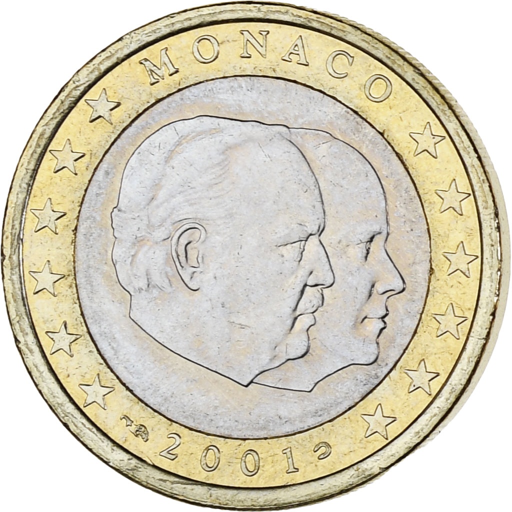 Monaco, Rainier III, Euro, 2001, Paris, MS(63), Bi-Metallic, Gadoury:MC178