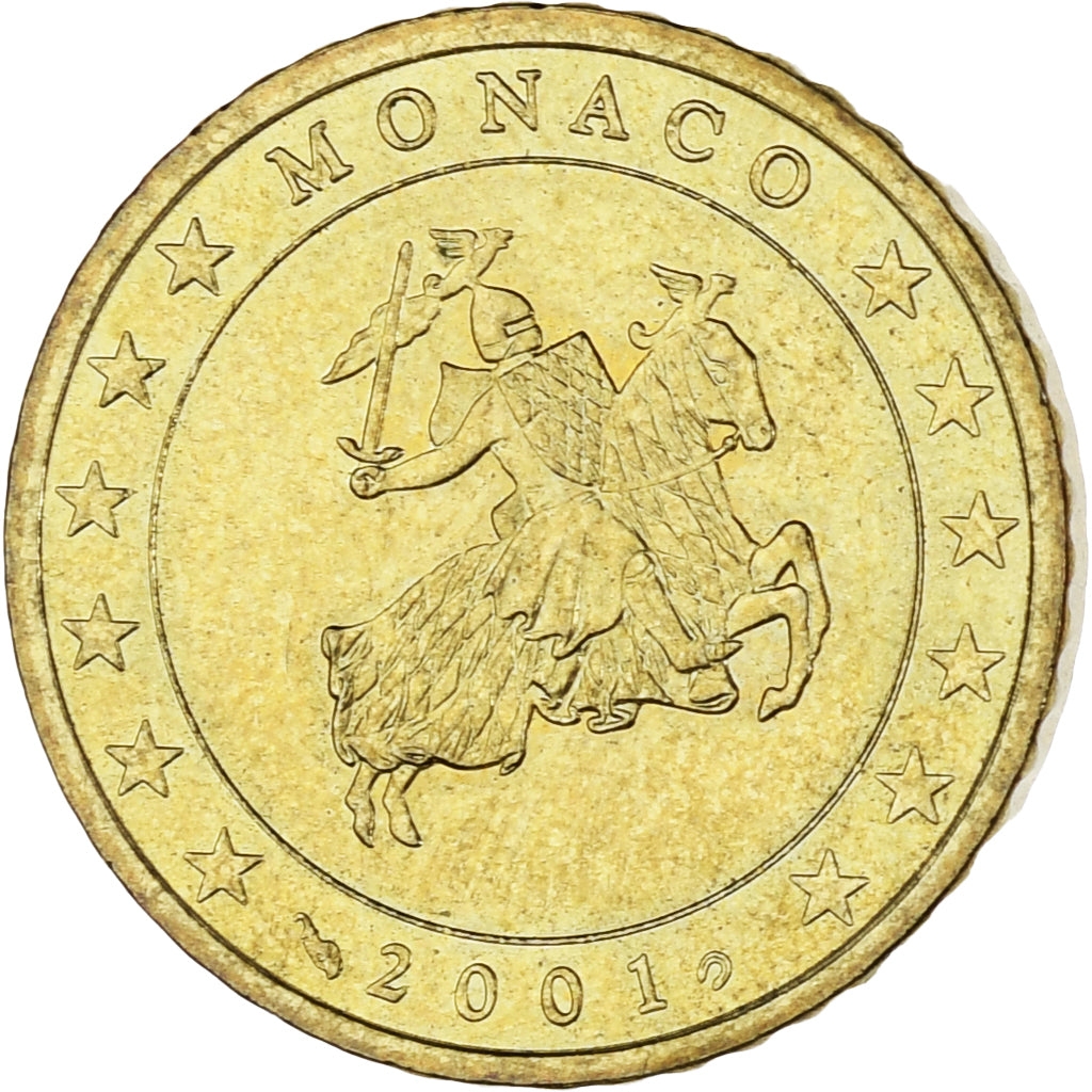 Monaco, Rainier III, 50 Euro Cent, 2001, Paris, AU(55-58), Brass, Gadoury:MC177
