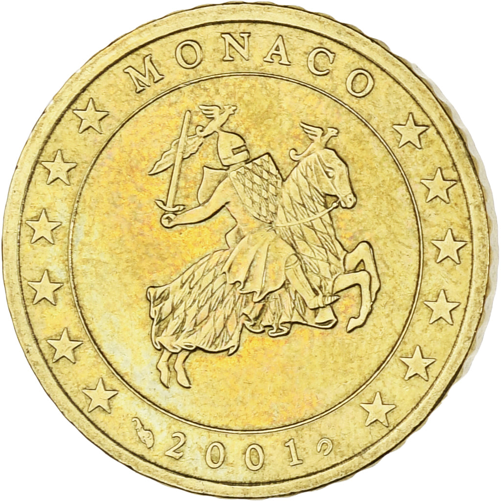 Monaco, Rainier III, 50 Euro Cent, 2001, Paris, AU(55-58), Brass, Gadoury:MC177