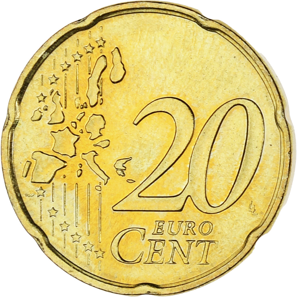 Monaco, Rainier III, 20 Euro Cent, 2002, Paris, AU(55-58), Brass, Gadoury:MC176
