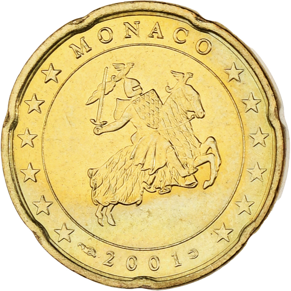 Monaco, Rainier III, 20 Euro Cent, 2001, Paris, SPL-, Ottone, Gadoury:MC176